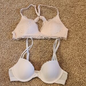 Elegant Lace and Smooth White Bra Set